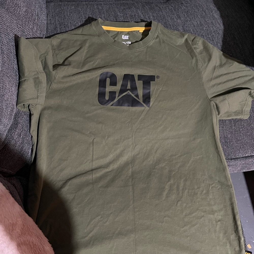 Olive Caterpillar Trademark Logo Tee
